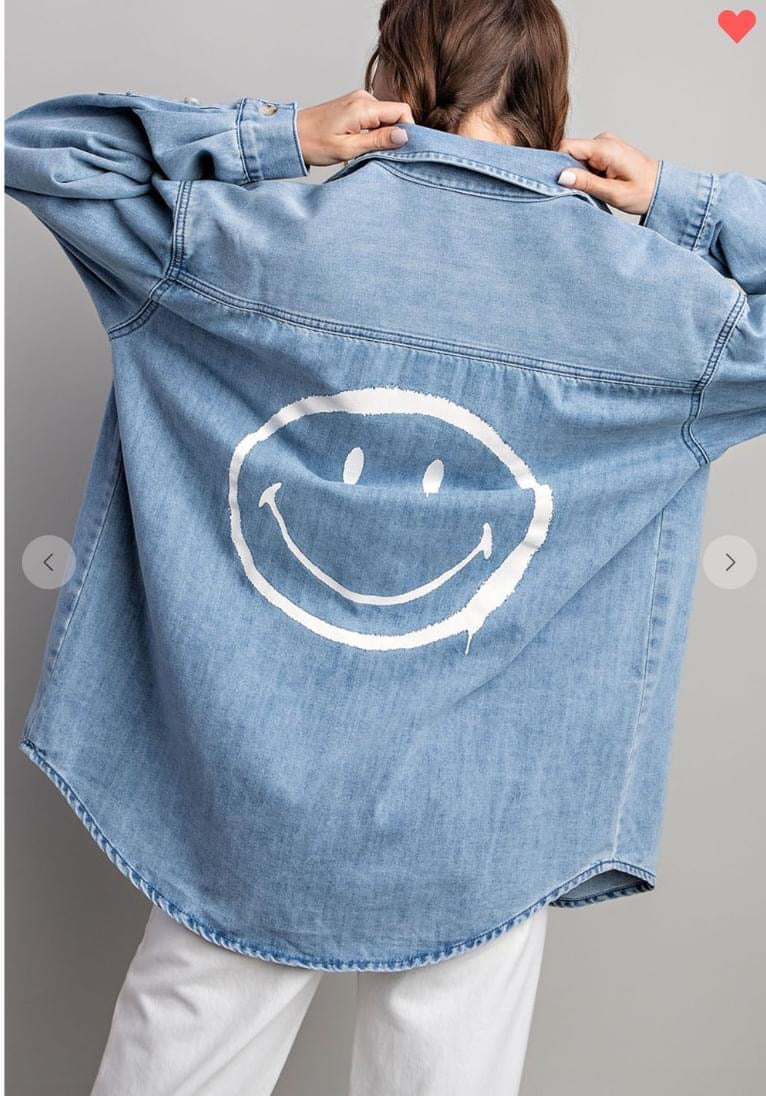 Smiley Blue Jean Button Down Shirt