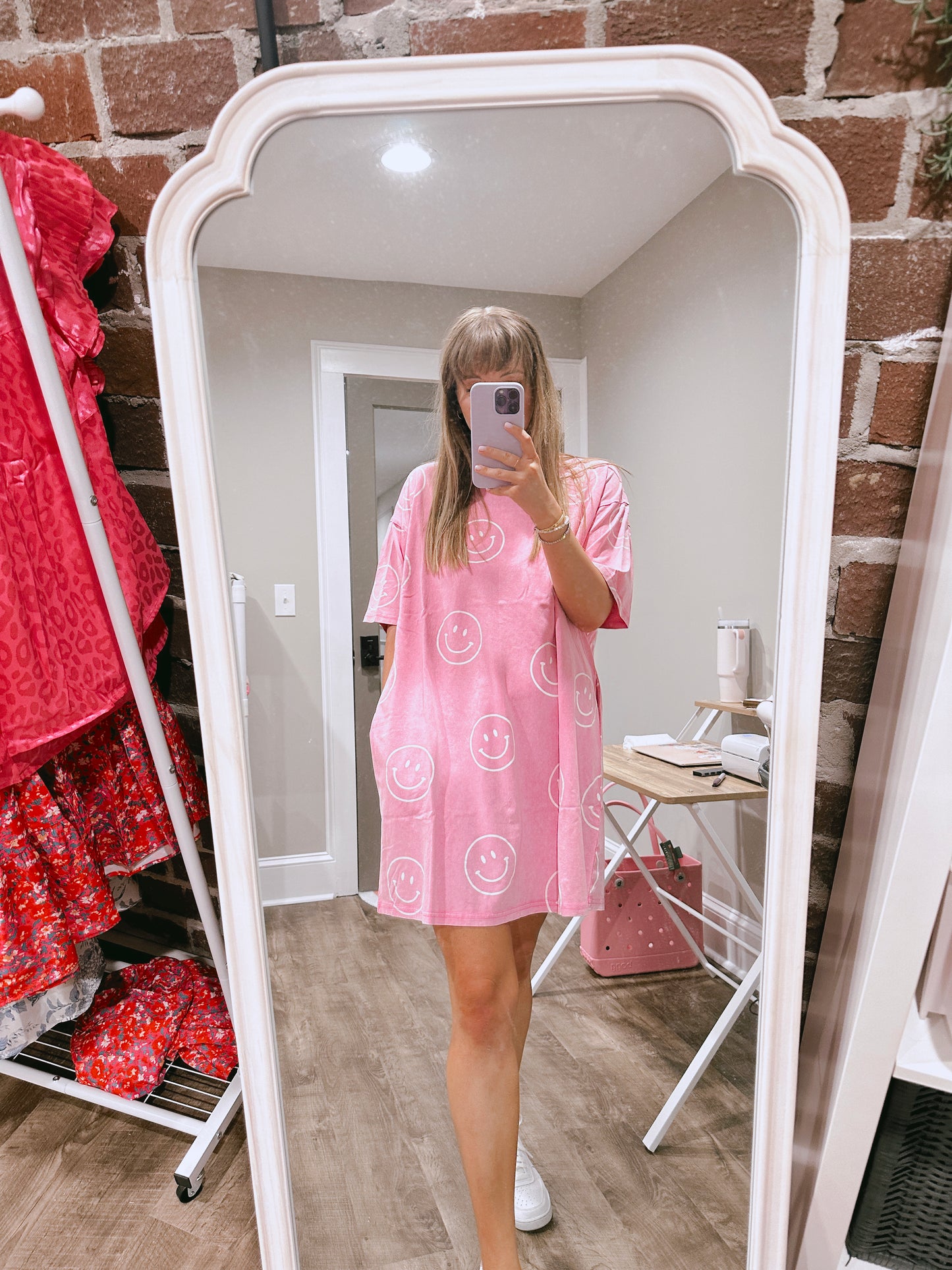 Barbie Pink Smiley Shirt Dress