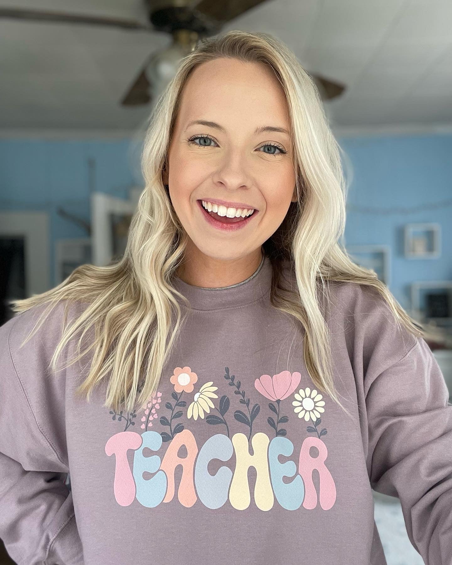 Floral Teacher Sweatshirt | Gildan Softstyle